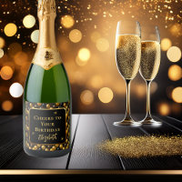 Elegant Black Gold Glitter Birthday Balloons