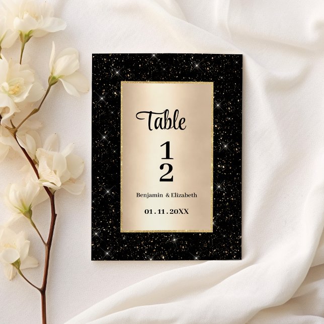 Elegant black gold glitter confetti Table Numbers (Elegant black gold glitter confetti Table Numbers )
