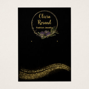 Elegant black gold glitter earring display card