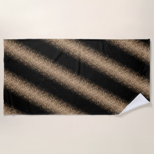 Elegant Black & Gold Glitter Ombre Beach Towel