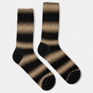 Elegant Black & Gold Glitter Ombre Socks