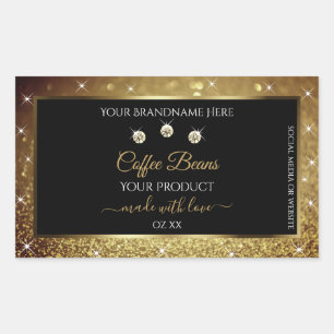 Elegant Black Gold Glitter Product Labels Jewels
