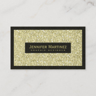 Elegant Black & Gold Glitter & Sparkles Business Card