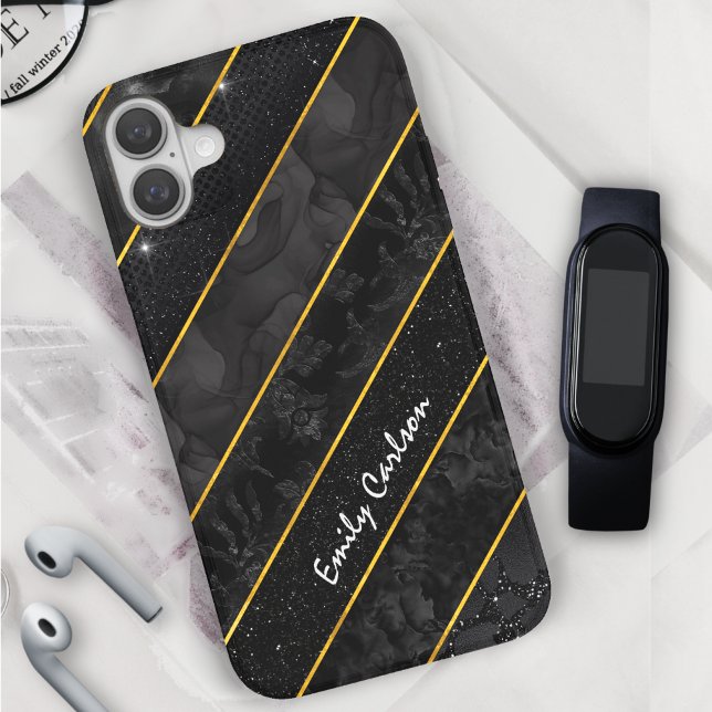 Elegant black gold glittery geometric Case-Mate iPhone case (Creator Uploaded)