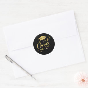 Elegant Black Gold Grad 2025 Envelope Seals
