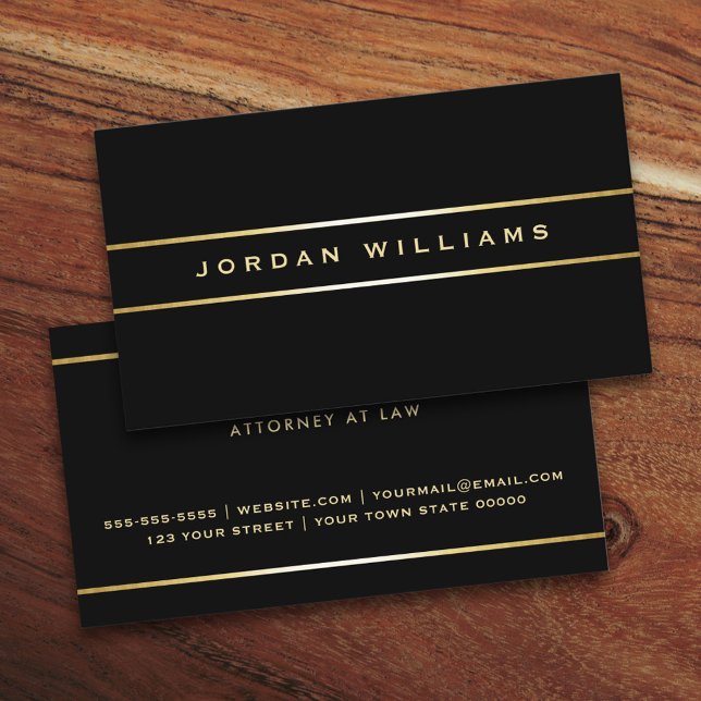 Elegant black gold gradient borders professional business card (Elegant black business card with golden gradient borders)