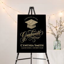 Elegant Black & Gold Graduation Foam Boards