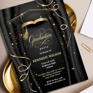 Elegant Black & Gold Graduation Invitation