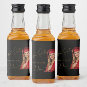 Elegant Black & Gold Graduation Liquor Bottle Label