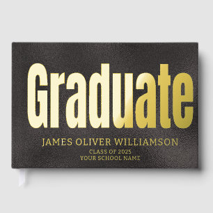 Elegant Black Gold Graduation Party Guest Book