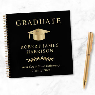 Elegant Black Gold Graduation Party Guest Book
