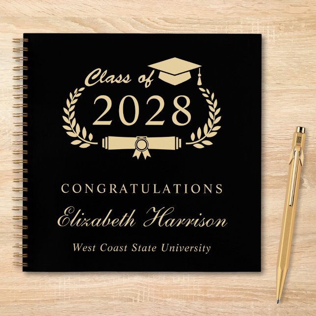 Elegant Black Gold Graduation Party Guest Book (Creator Uploaded)