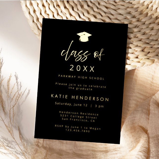Elegant Black & Gold Graduation Party Invitation (Creator Uploaded)