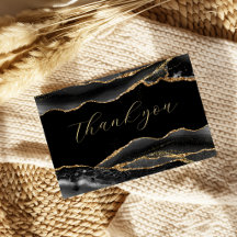 Elegant Black & Gold Graduation Thank you
