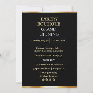 Elegant Black & Gold Grand Opening invitation 