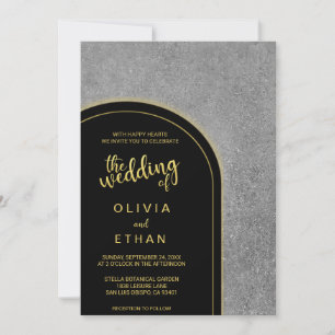 Elegant black gold grey rustic Wedding Invitation