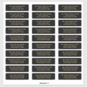 Elegant Black Gold Guest List Mailing Labels