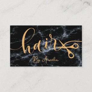 Elegant Black Gold Hairstylist Business Card
