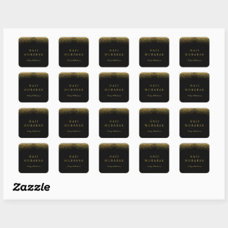 Elegant Black Gold Hajj Mubarak Square Sticker