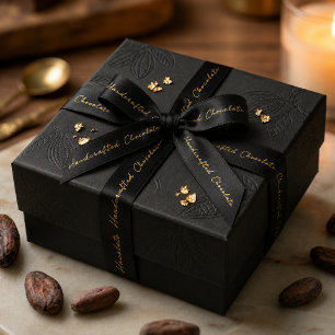 Elegant Black Gold Handcrafted Chocolate Satin Ribbon