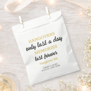 Elegant Black & Gold Hangover Wedding Typography Favour Bag