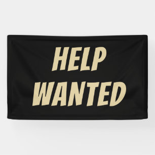 Elegant Black & Gold HELP WANTED Banner Custom