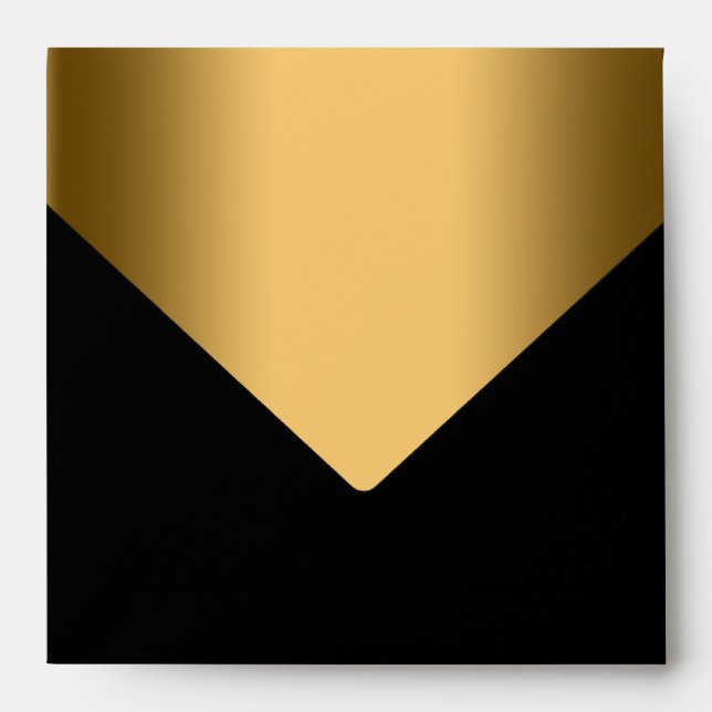 Elegant Black Gold Invitation Envelopes (Front)