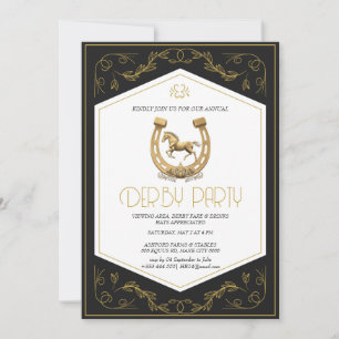 Elegant Black & Gold Kentucky Derby Party Invitati Invitation