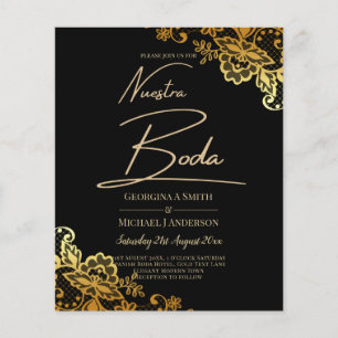Elegant Black Gold Lace Modern Wedding  Flyer