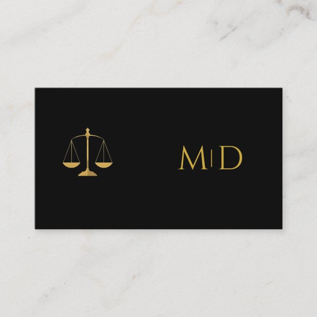 Elegant Black & Gold Lawyer   Business Card (Front)