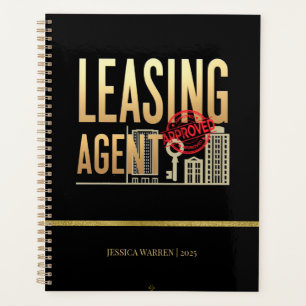 Elegant Black Gold Leasing Agent  – Personalized Planner