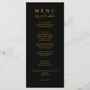 Elegant Black & Gold Let's Eat Script Wedding Menu