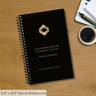 Elegant Black Gold Logo Business Notebook
