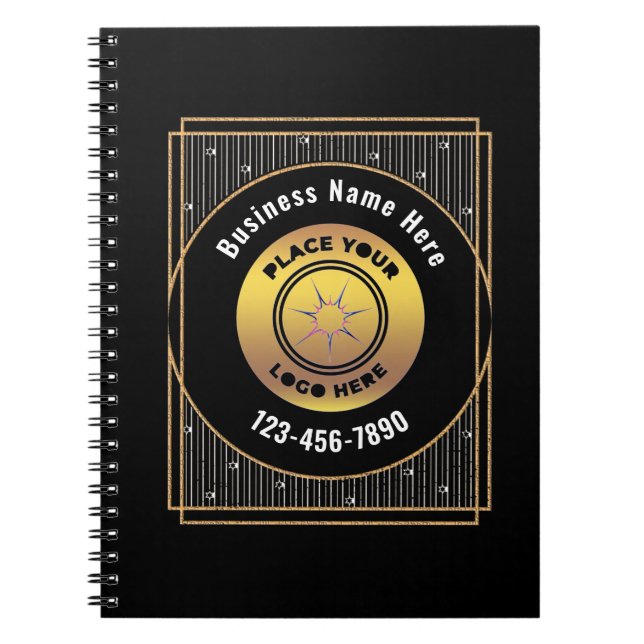 Elegant Black Gold Logo Business Personalise  Notebook (Front)