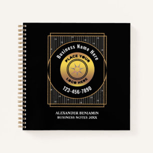 Elegant Black Gold Logo Business Personalise   Notebook