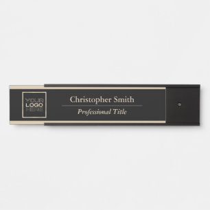 Elegant Black Gold Logo Interchangeable Office Door Sign