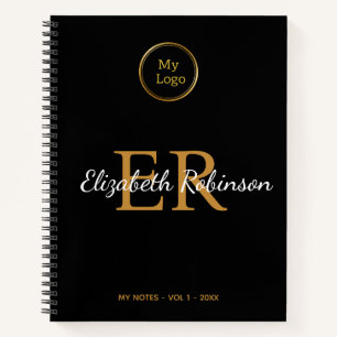 Elegant black gold Logo monogram modern business Notebook
