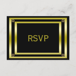 Elegant Black & Gold Man's RSVP Card