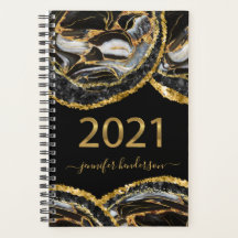 Elegant Black & Gold Marble 2021 Appointment Book
