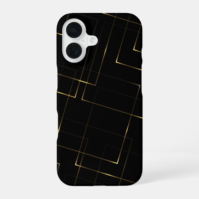 Elegant Black & Gold Marble iPhone 16 Case (Back)