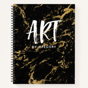 Elegant Black Gold Marble Sketchbook Notebook