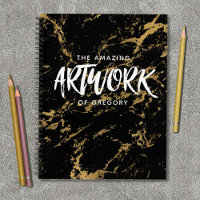 Elegant Black Gold Marble Sketchbook Notebook