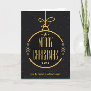 Elegant Black Gold Merry Christmas Custom Business Holiday Card