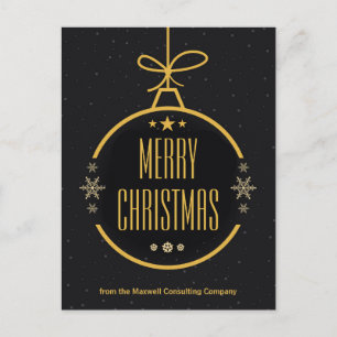 Elegant Black Gold Merry Christmas Custom Business Holiday Postcard