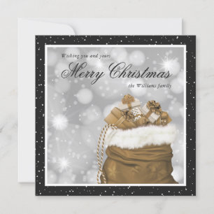 Elegant Black Gold Merry Christmas Holiday Cards
