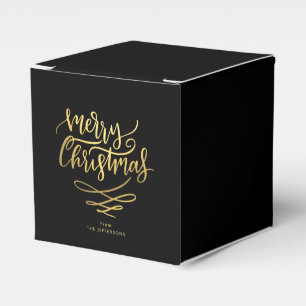 Elegant Black & Gold Merry Christmas Script Favour Box