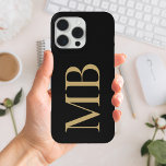 Elegant Black Gold Minimalist Initial Monogram iPhone 15 Pro Max Case<br><div class="desc">Elegant Black Gold Minimalist Initial Monogram iPhone Case</div>
