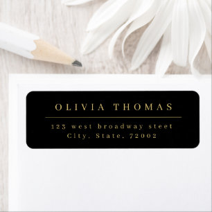 Elegant black & gold minimalist return address label