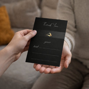 Elegant Black & Gold Minimalist Thank You Card