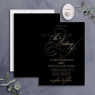 Elegant Black Gold Modern Calligraphy Wedding Foil